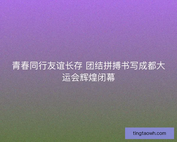 青春同行友谊长存 团结拼搏书写成都大运会辉煌闭幕